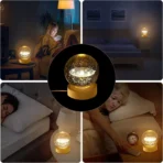 3D Crystal Ball Night Light with USB and Wooden Base for Home Decor, Office, Birthday Gift & Kids Bedroom