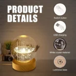 3D Crystal Ball Night Light with USB and Wooden Base for Home Decor, Office, Birthday Gift & Kids Bedroom