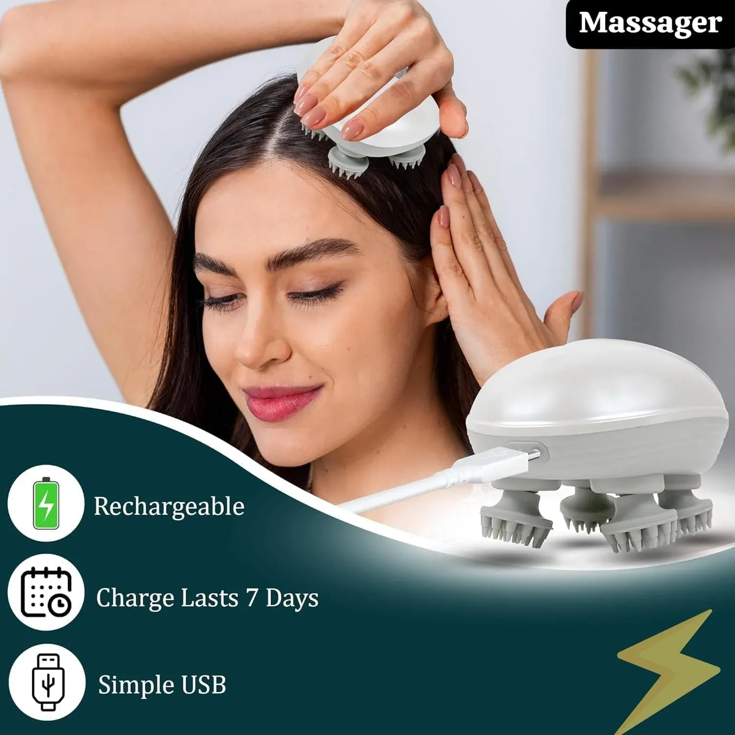 Electric Scalp & Body Massager with Detachable Heads for Hair Growth & Relaxation