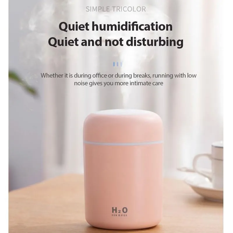 Mini Portable H2O Air Humidifier with LED Night Light Cool Mist Aroma Diffuser for Home & Office